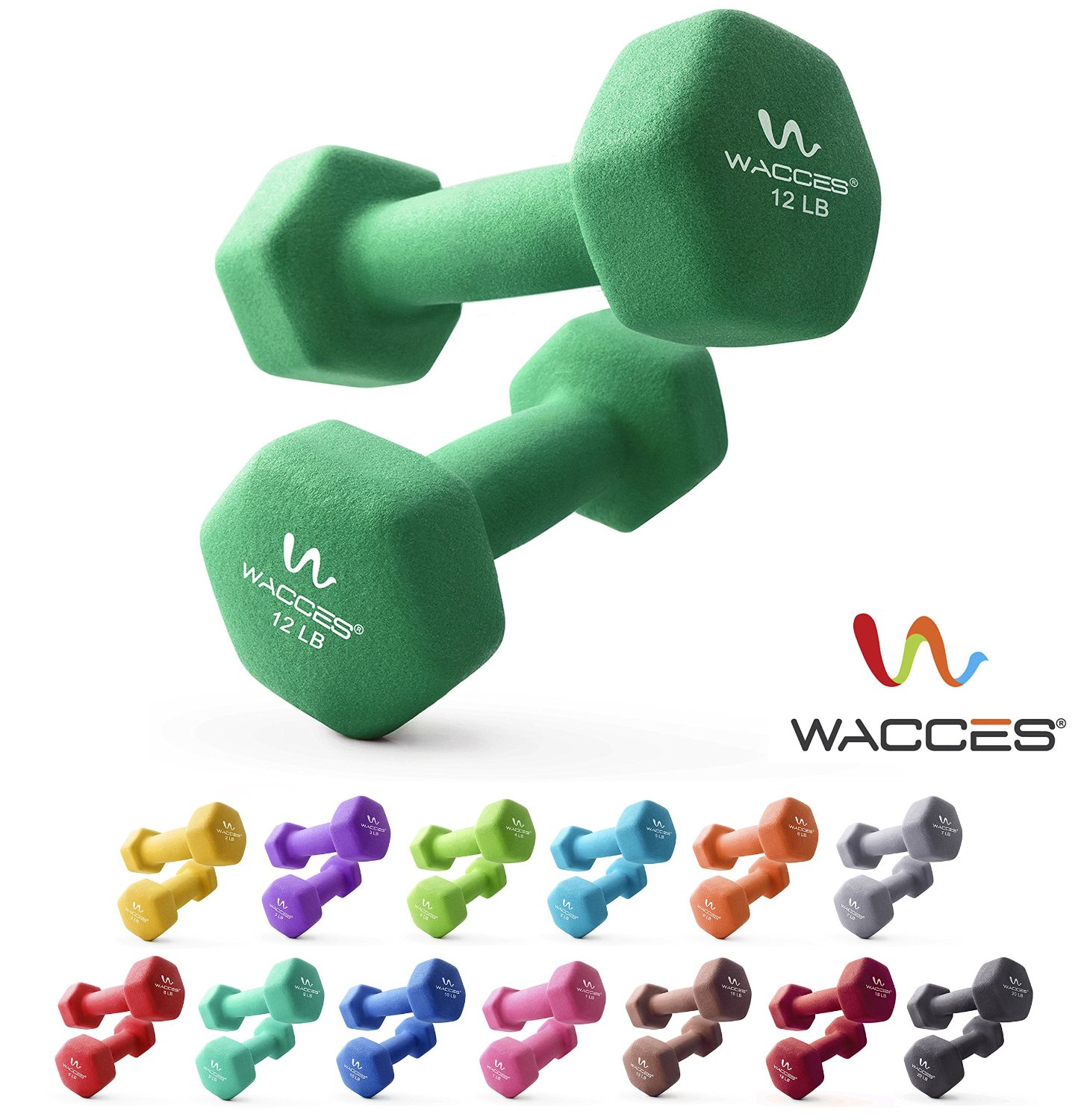 Wacces Neoprene Dipped Coated Set of 2 Dumbbells Hand Weights Sets